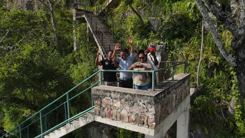 Visitors at a Kalambo Falls viewing platform
